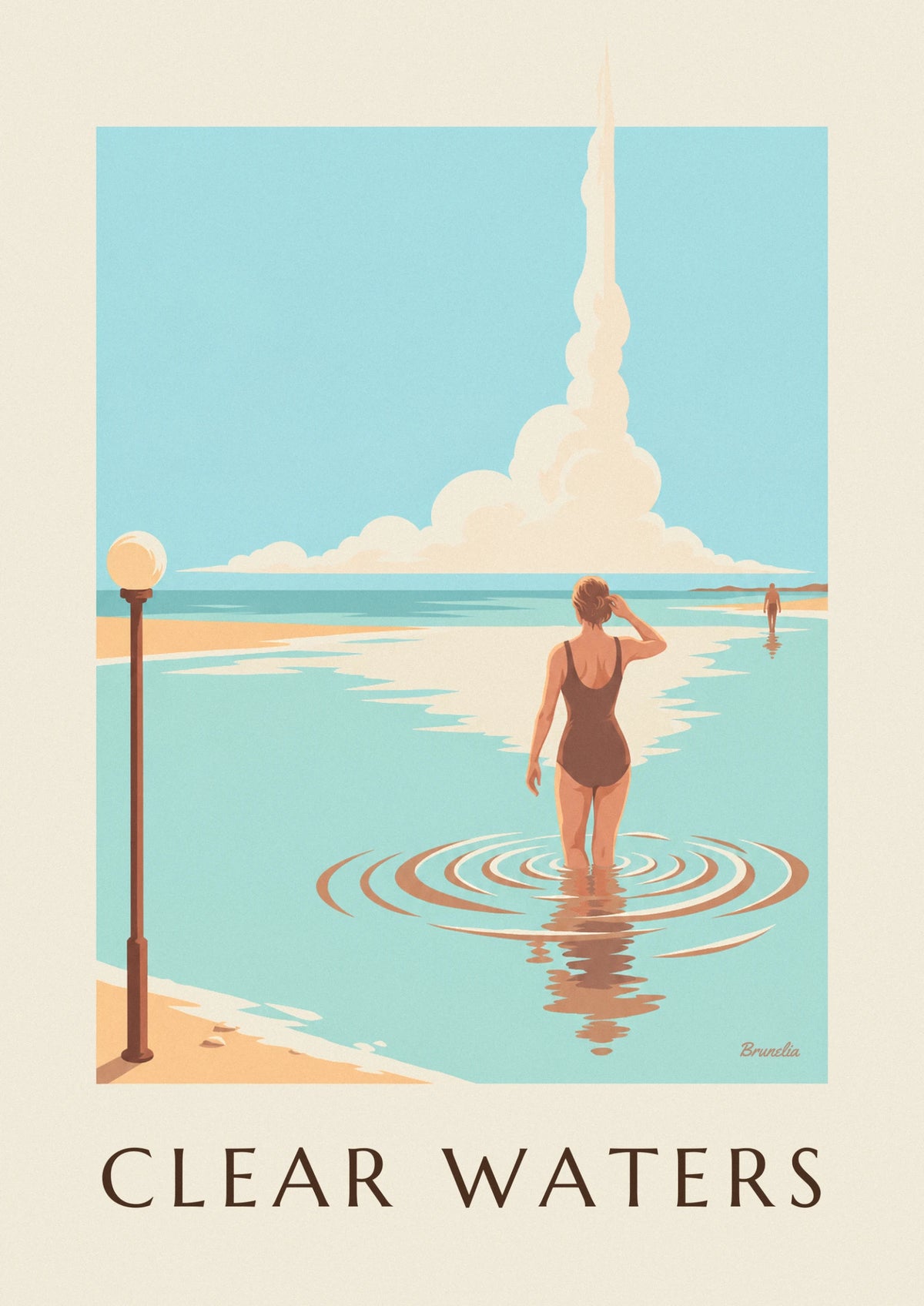 Clear water bather seen from behind poster