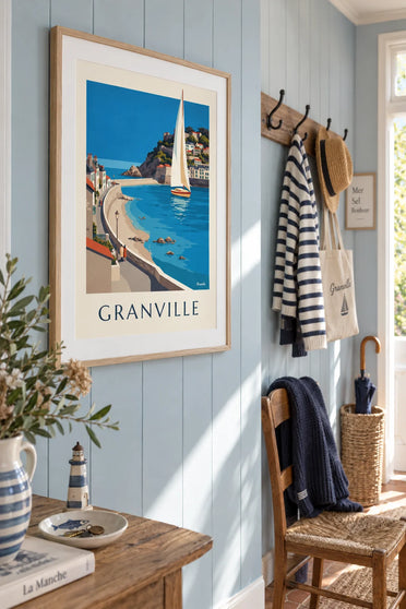 Granville seafront and Norman villas poster: framed on the wall