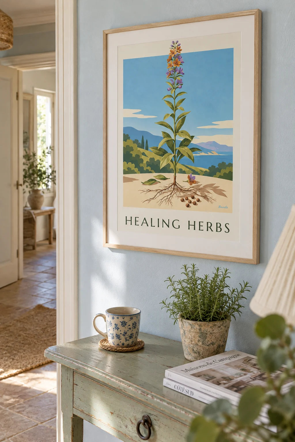 Mise en situation de Affiche herbarium, planche de plante médicinale