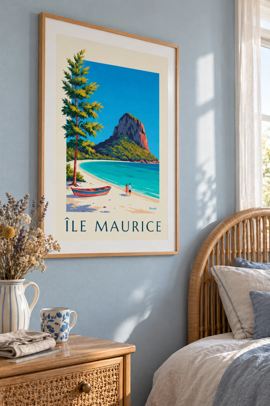 Mise en situation de Affiche Morne Brabant et lagon de l'île Maurice