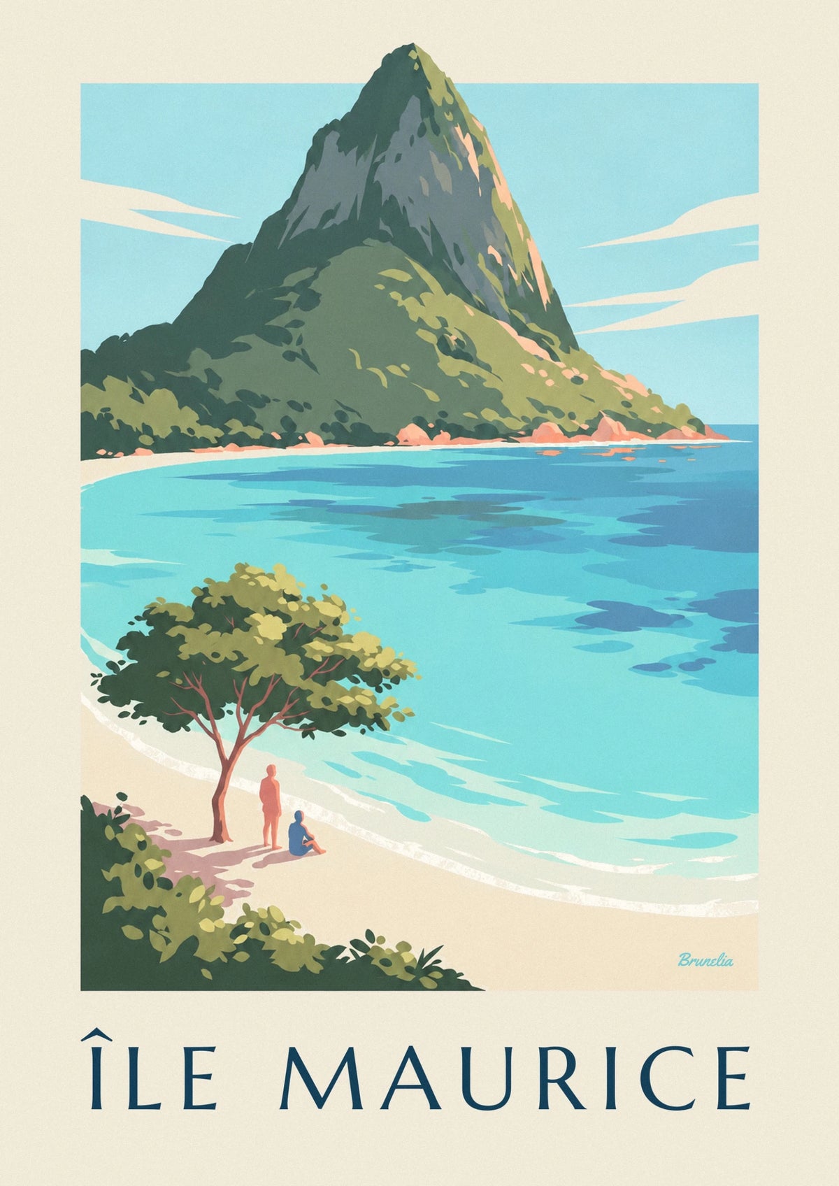 Le Morne Brabant and Mauritius lagoon poster