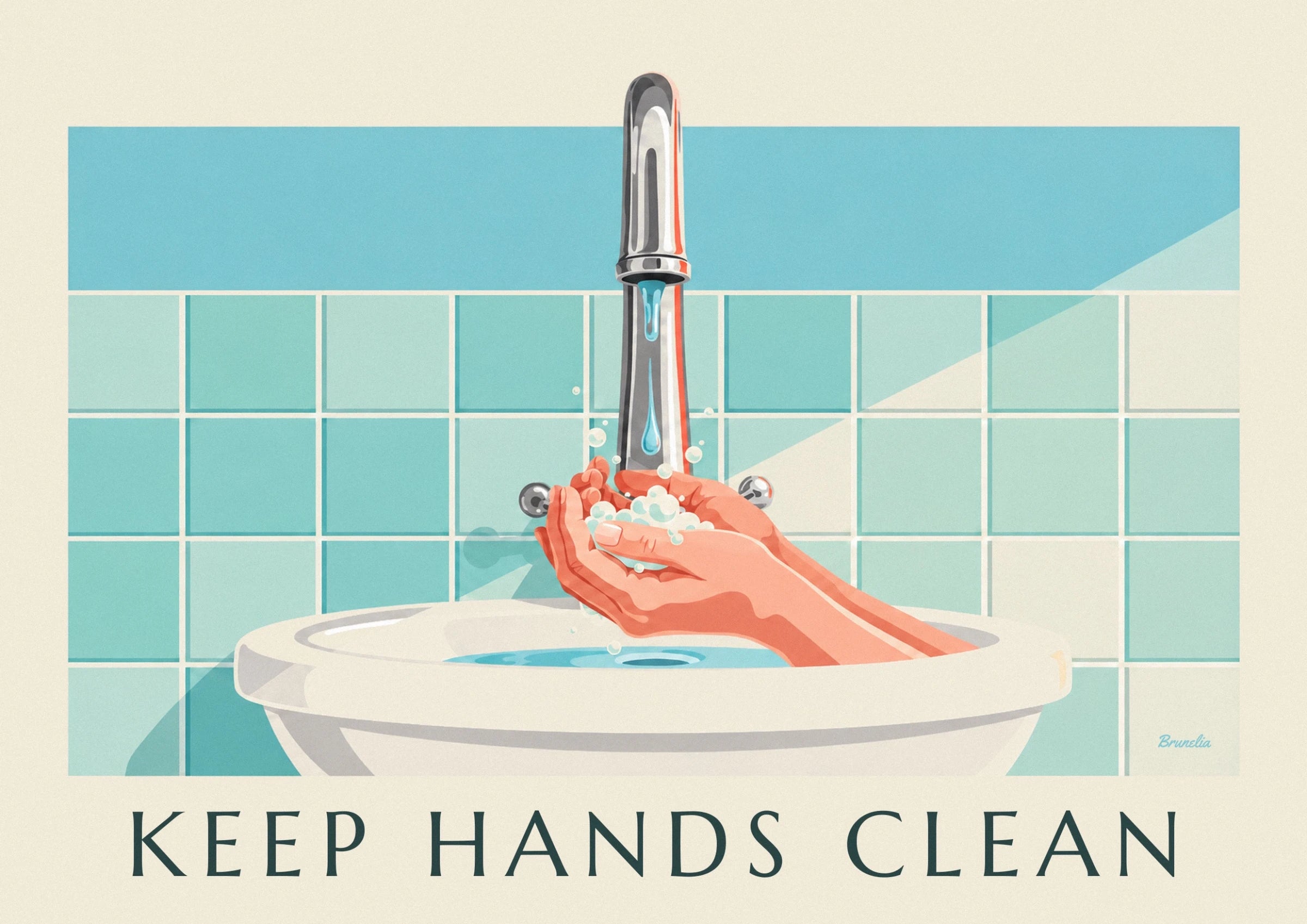 Keep hands clean handwashing poster: close-up detail