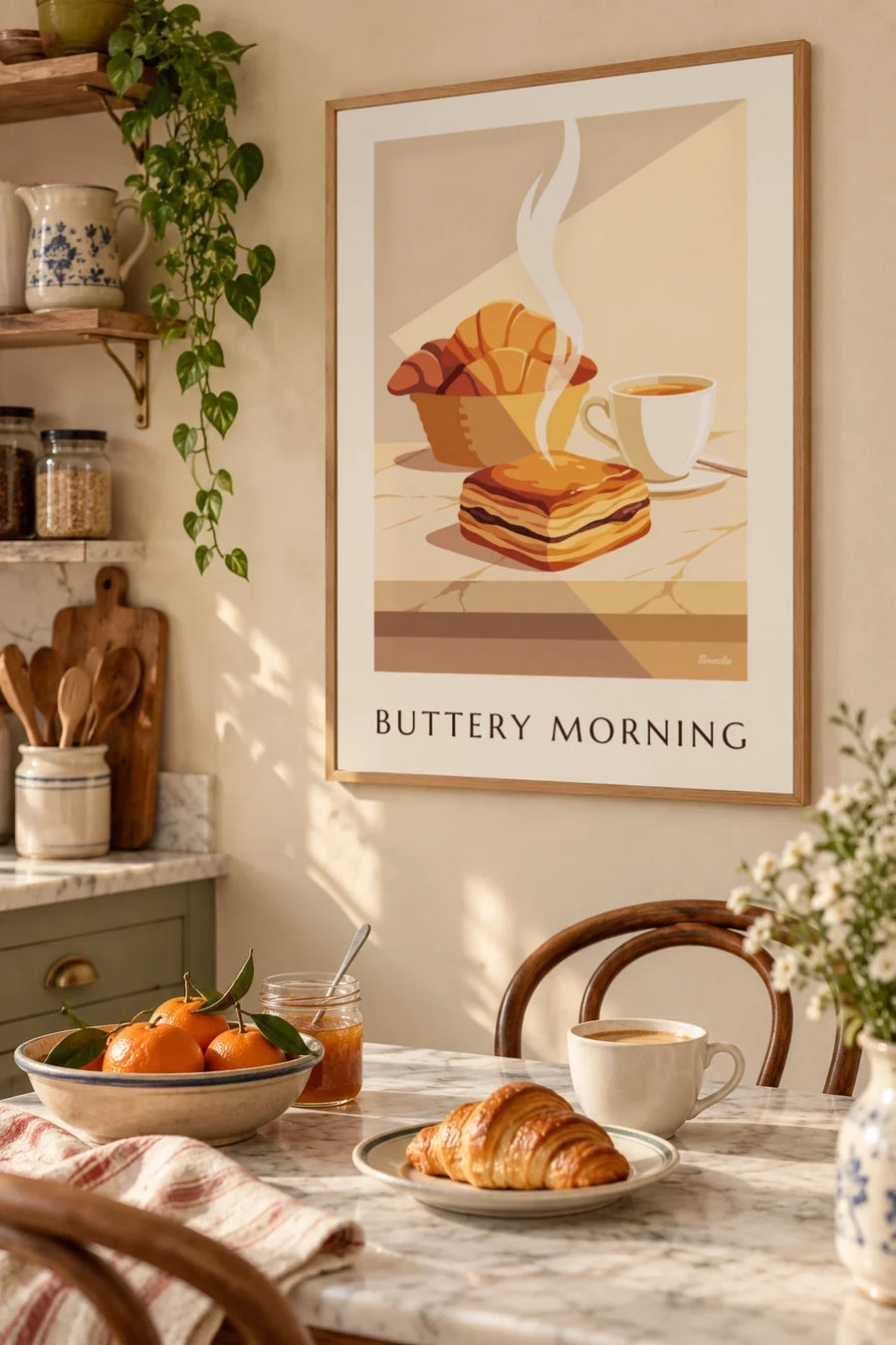 Póster de pain au chocolat, bollería francesa: enmarcado en la pared
