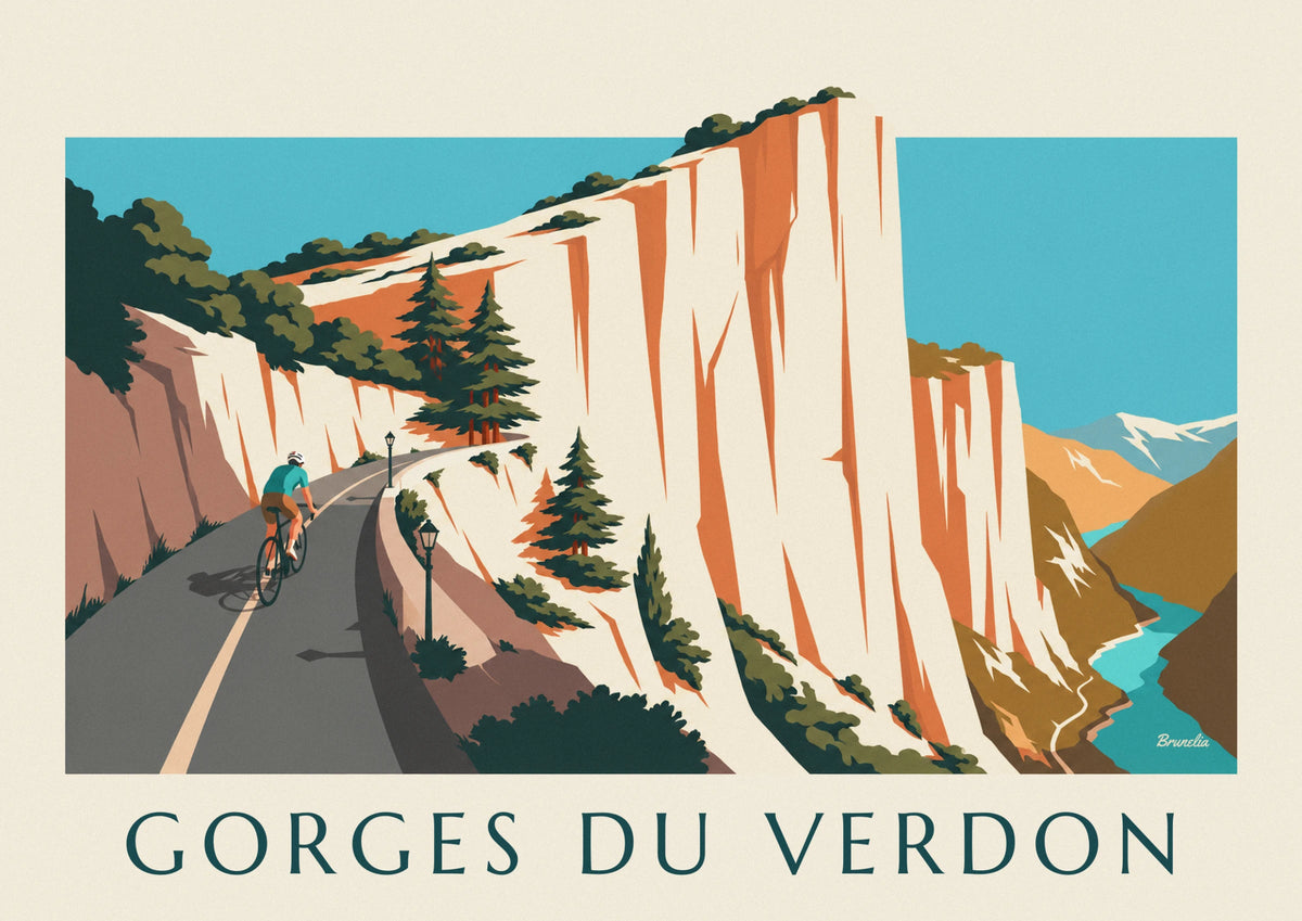 Affiche cycliste sur la route des gorges du Verdon