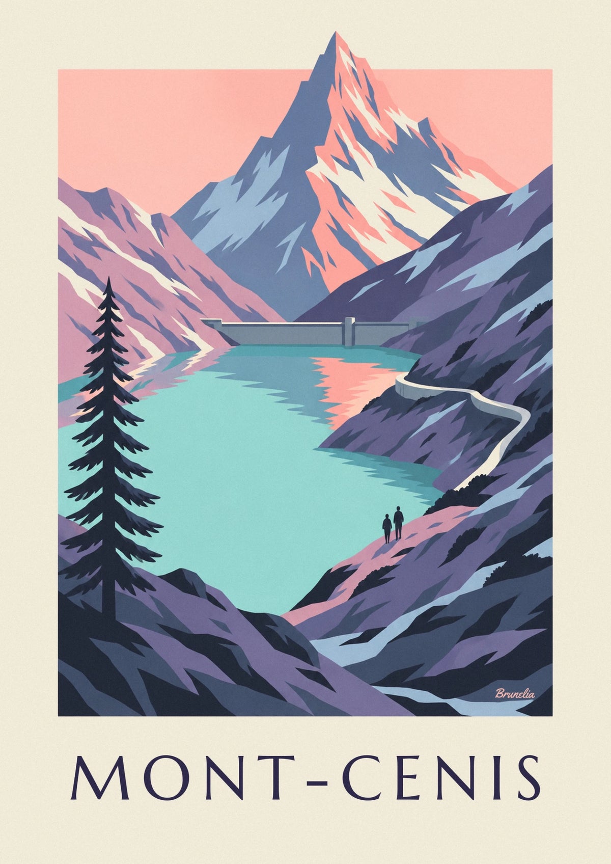 Mont-Cenis lake at sunset poster