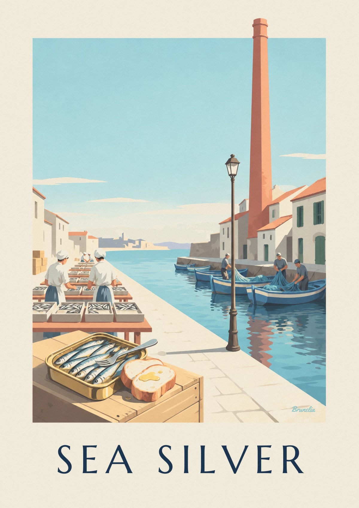 Sardine tin in oil and Breton cannery poster