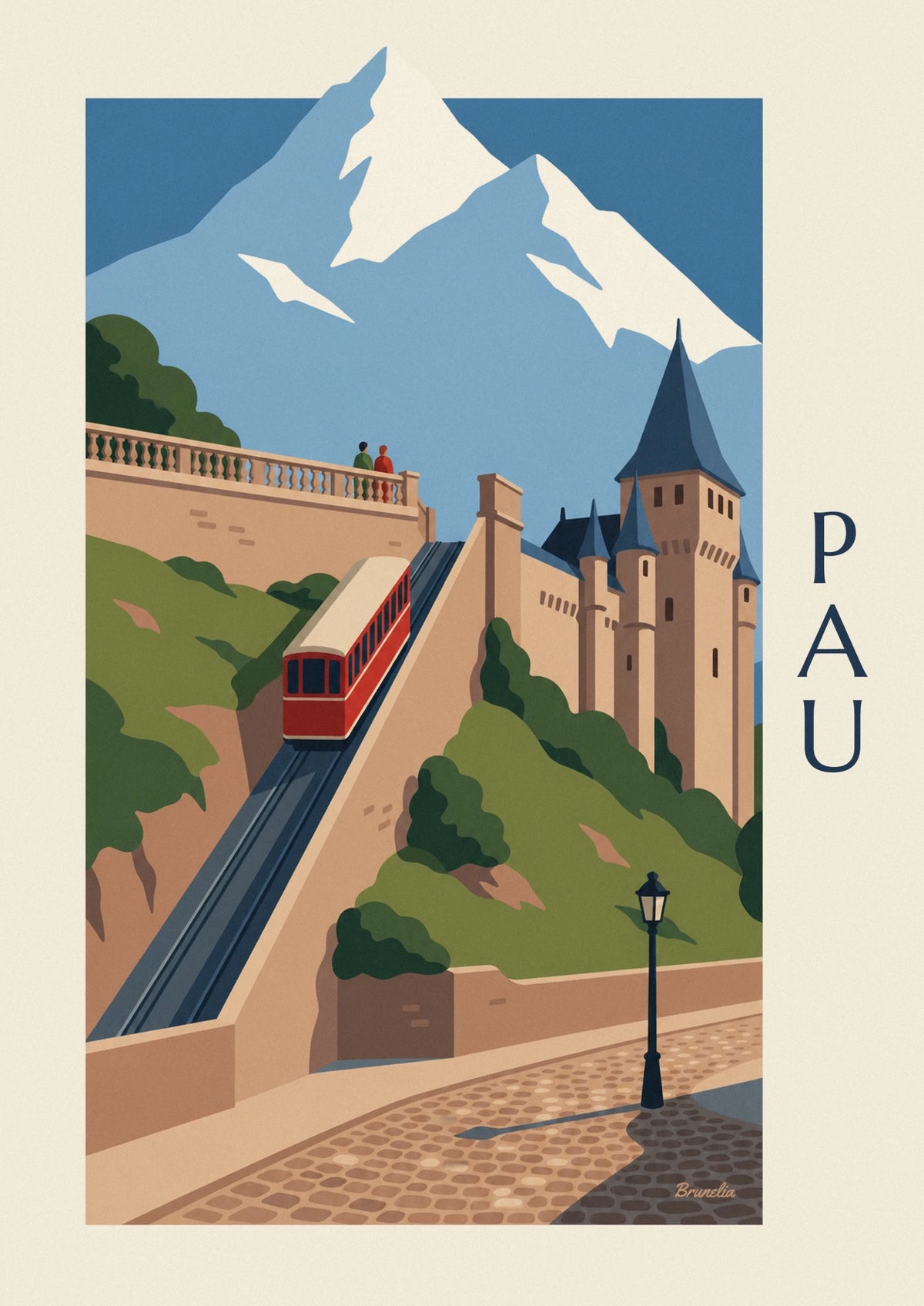 Pau funicular and its mountains poster