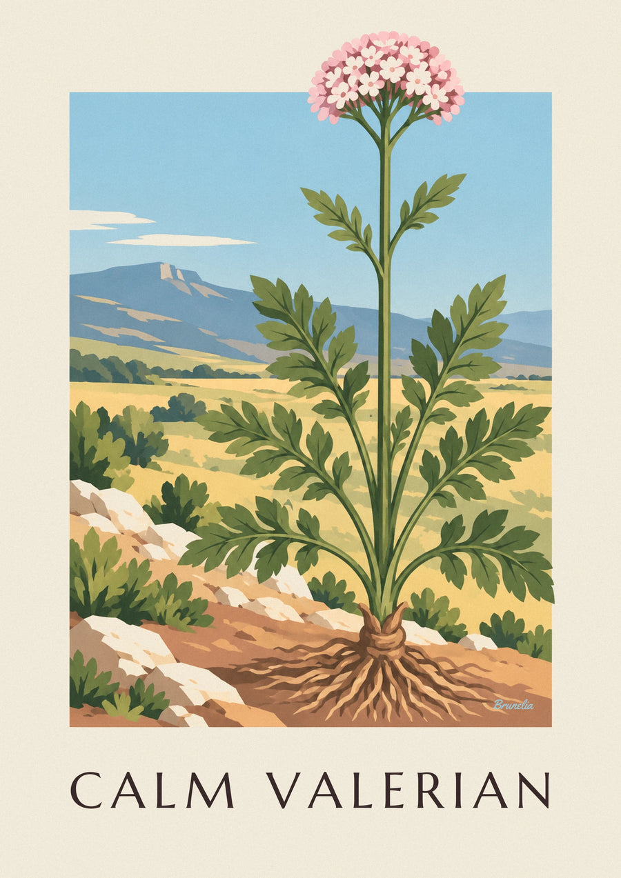 Póster de valeriana, planta medicinal