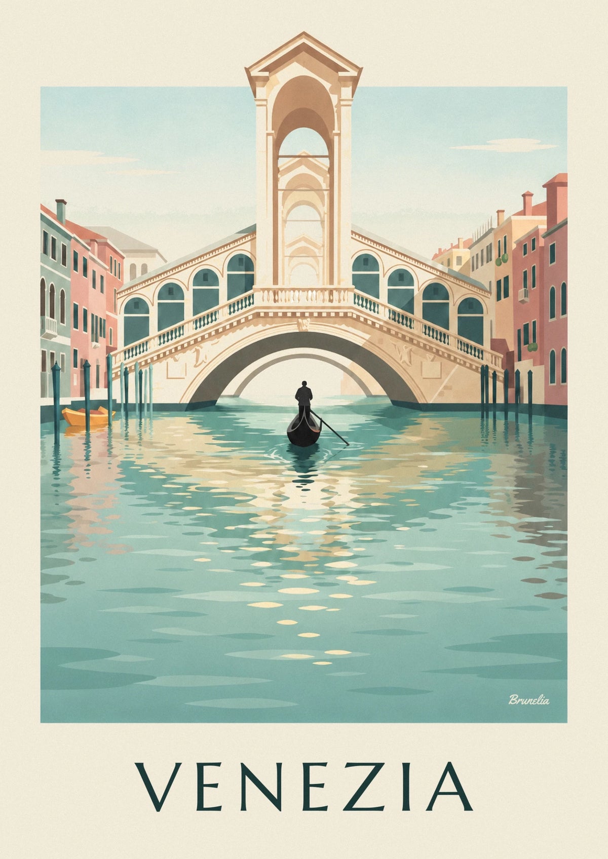 Rialto Bridge and gondola on Venice’s Grand Canal poster