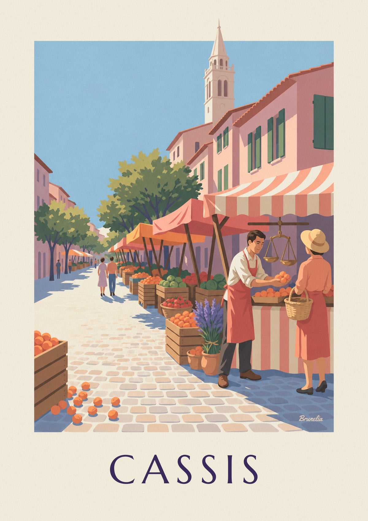 Provence market stall in Cassis, place Baragnon poster
