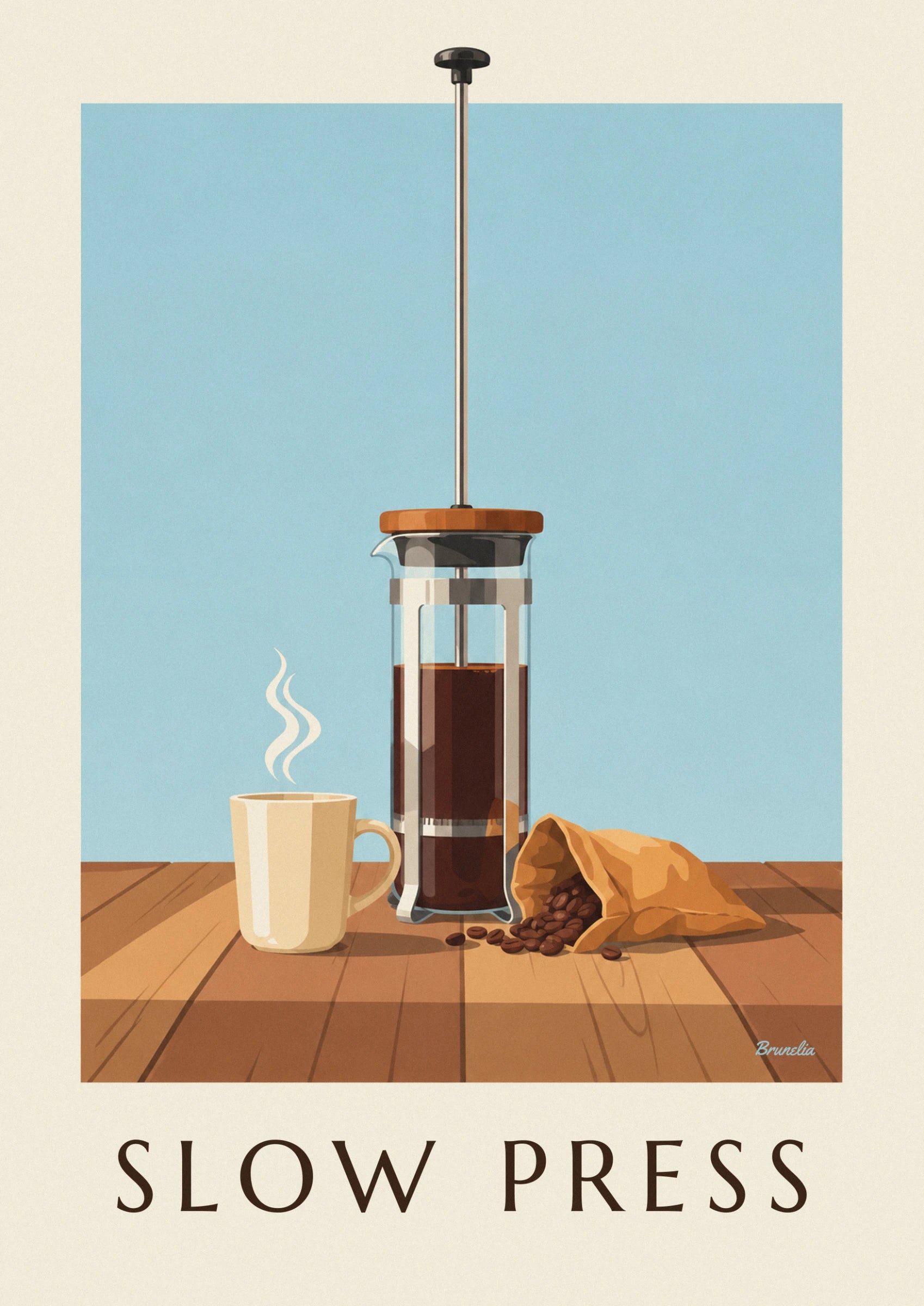 Le café brun dans le corps en verre de la cafetière, entre ses montants métalliques