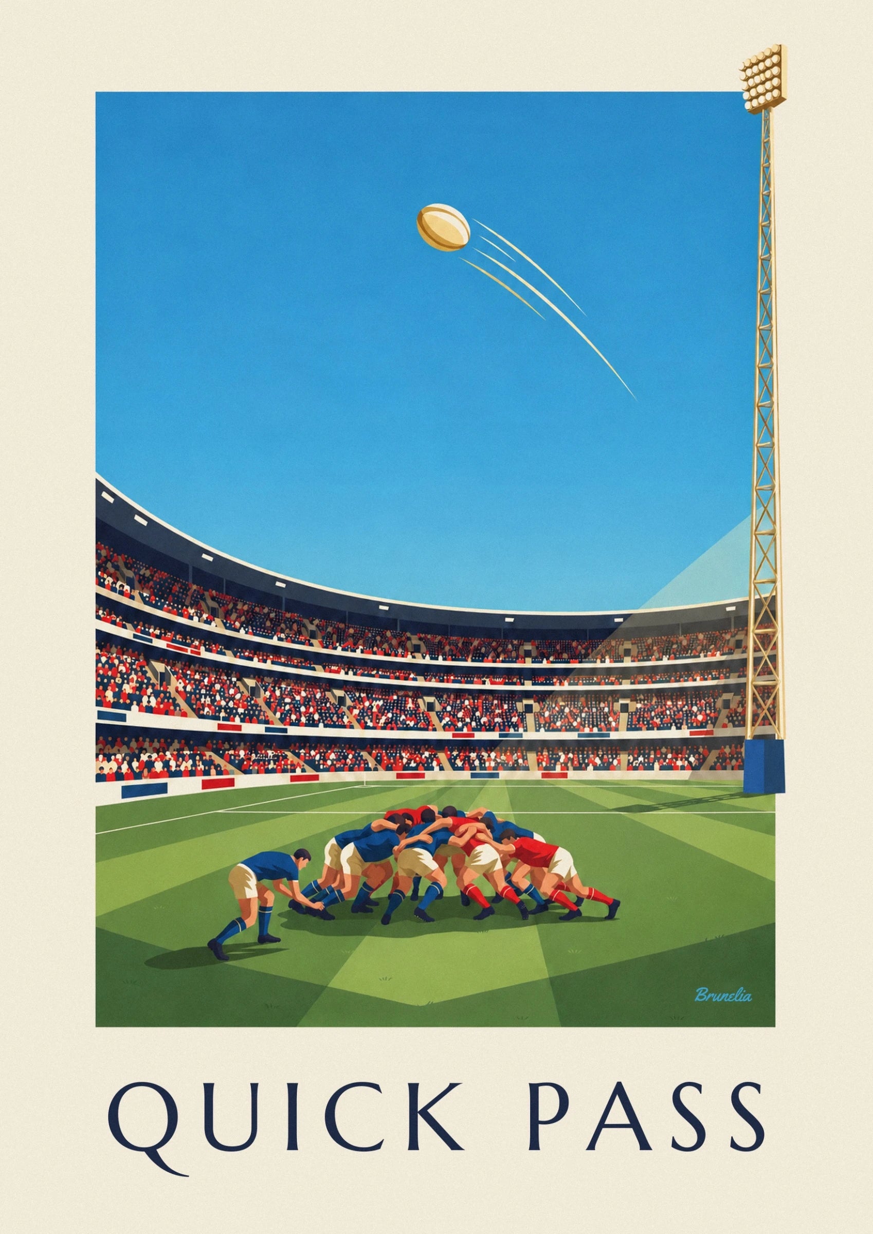 Rugby scrum-half passing from the scrum poster: close-up detail