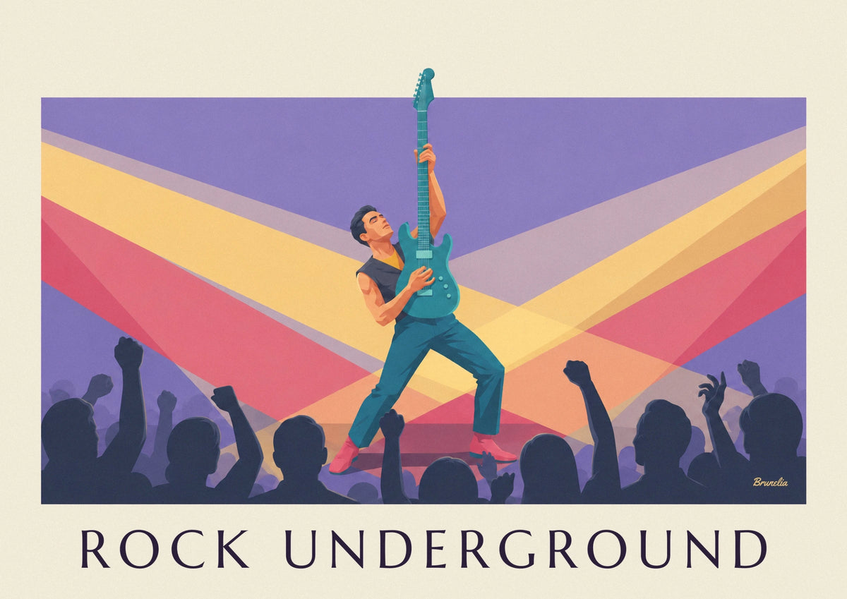 Smoky rock club electric guitarist poster