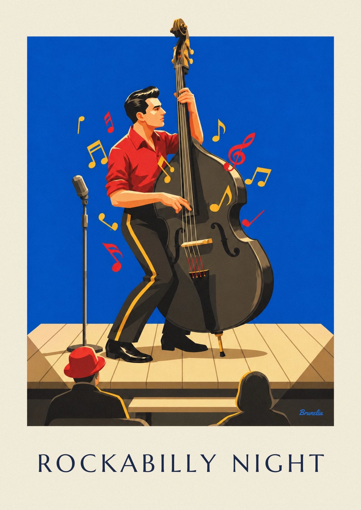 Rockabilly night double bass player poster