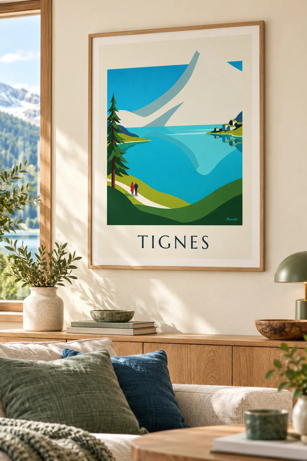 Tignes lake and snowy Grande Motte peaks poster on the wall