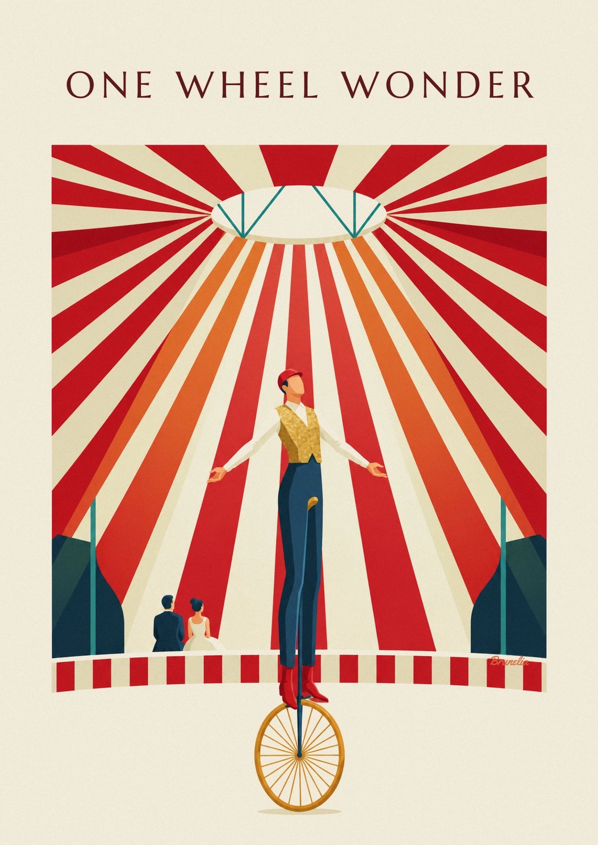 Unicycle acrobat under the circus big top poster