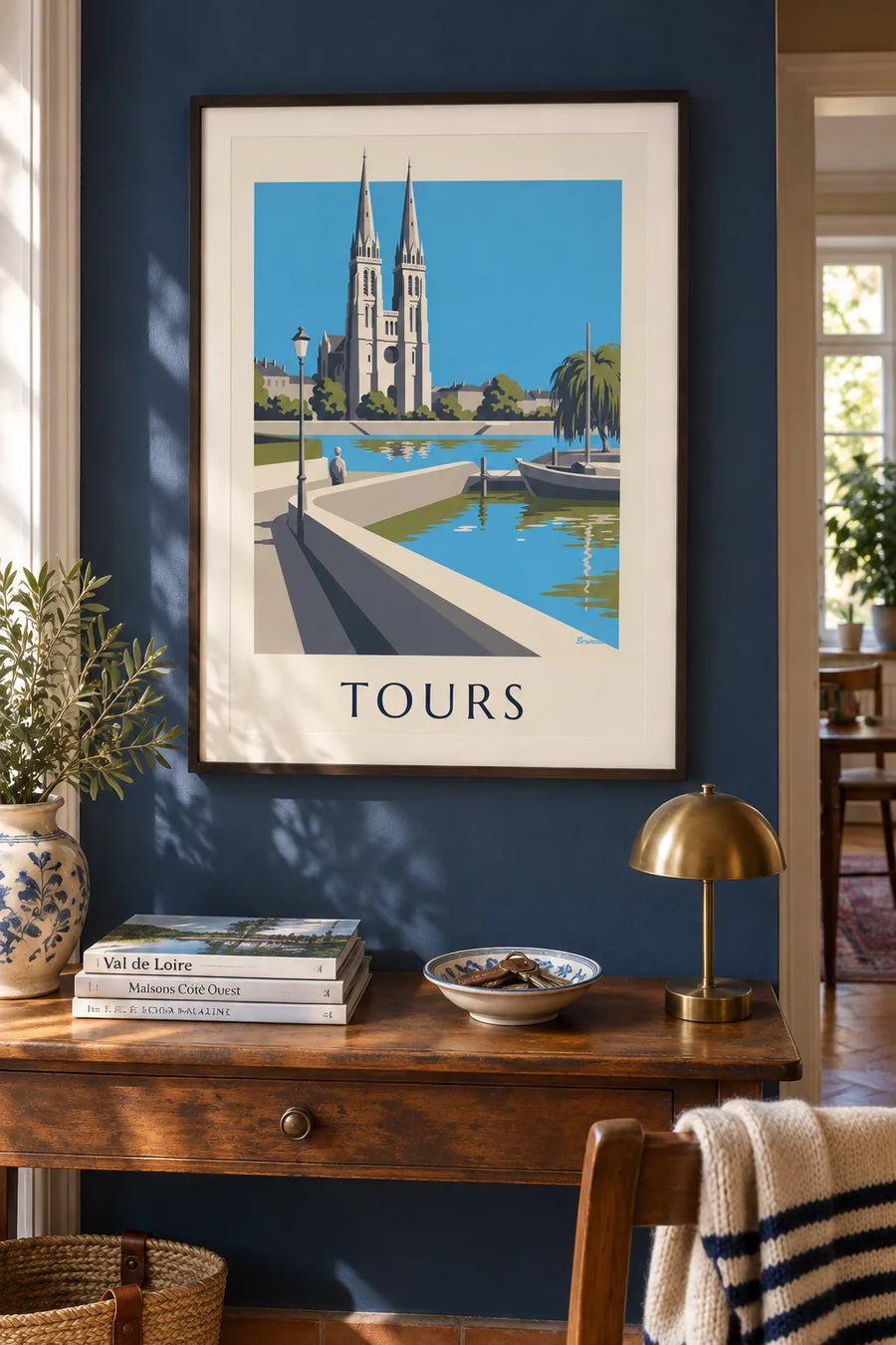 Poster of Tours Cathedral and the banks of the Loire: framed on the wall