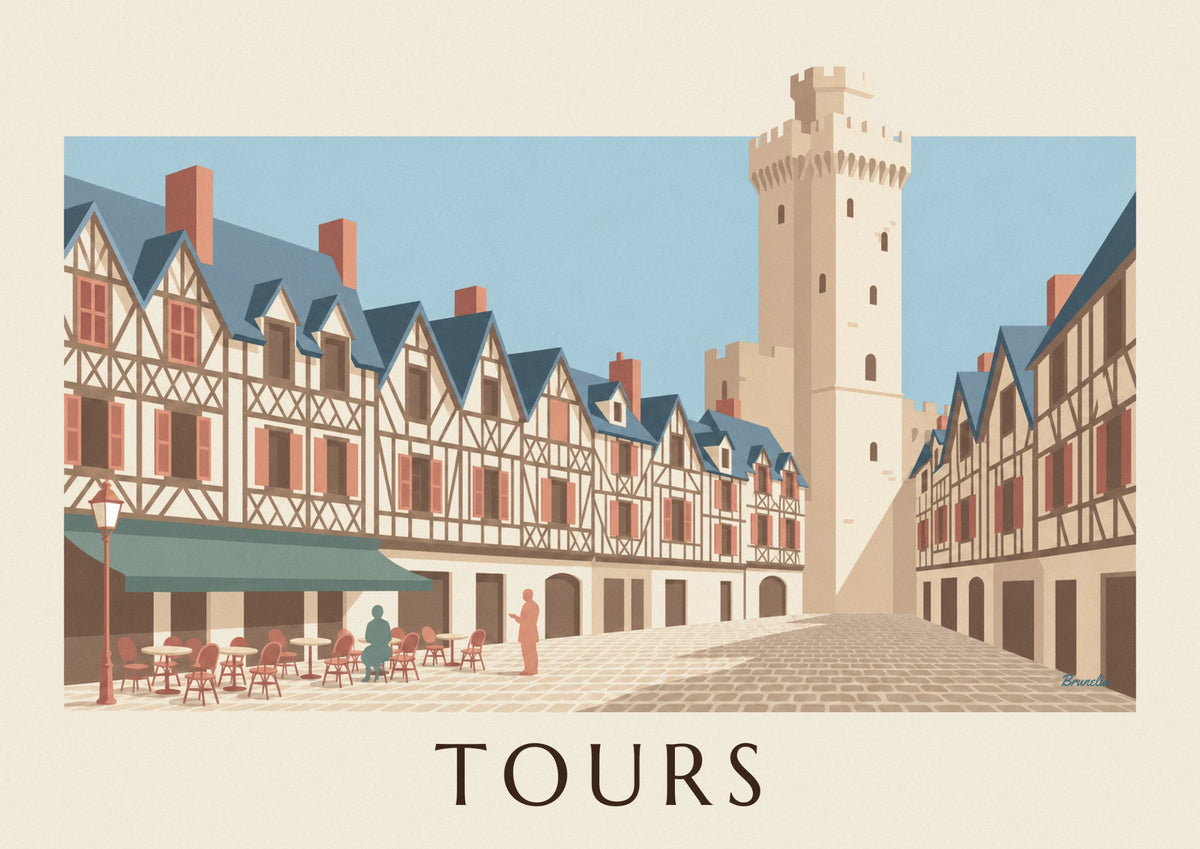 Place Plumereau and Renaissance architecture in Tours poster