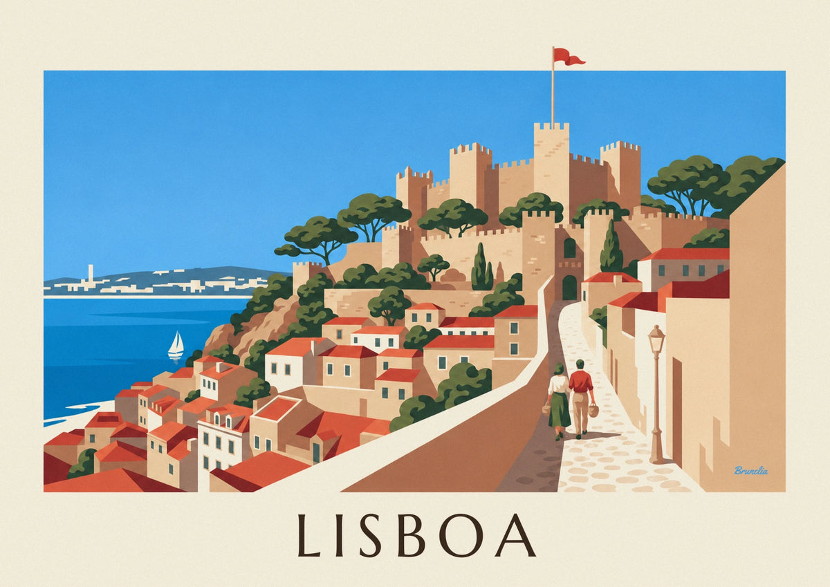 Lisbon Saint George’s Castle and Alfama rooftops poster