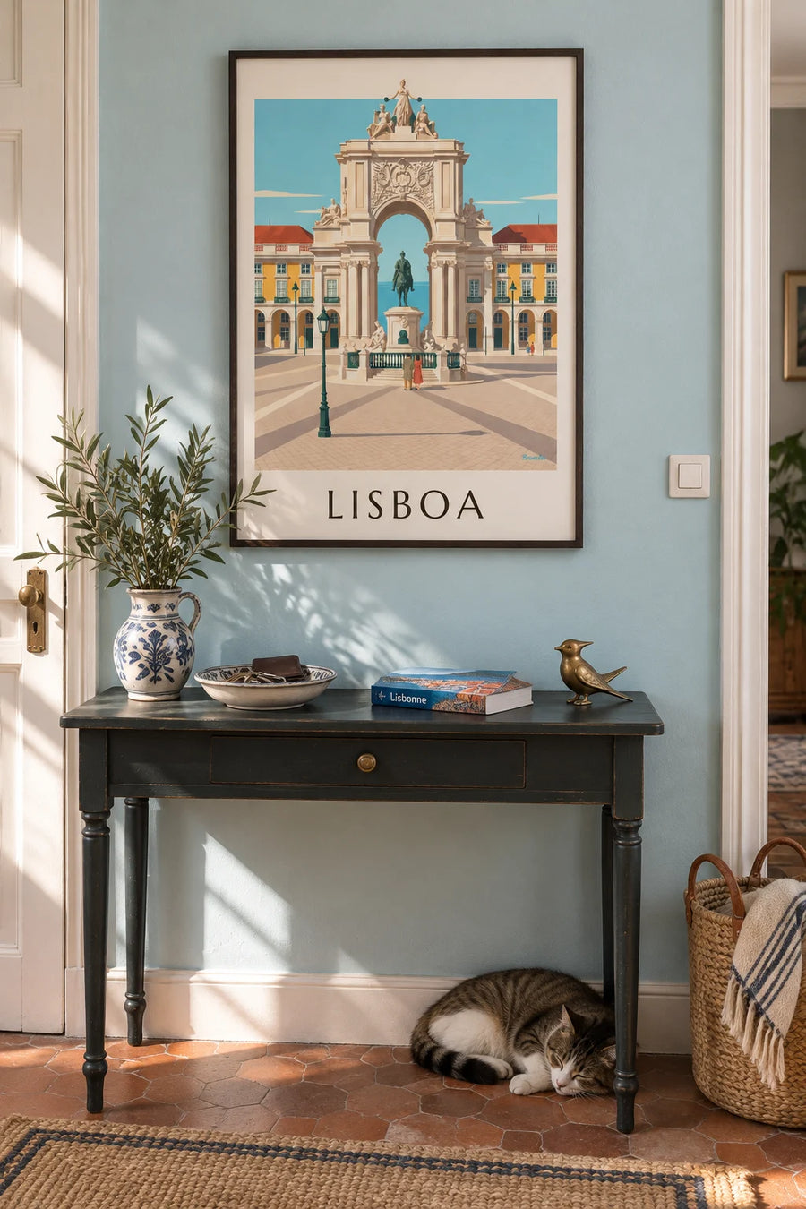 Poster of Commerce Square and the Rua Augusta Arch in Lisbon: framed on the wall