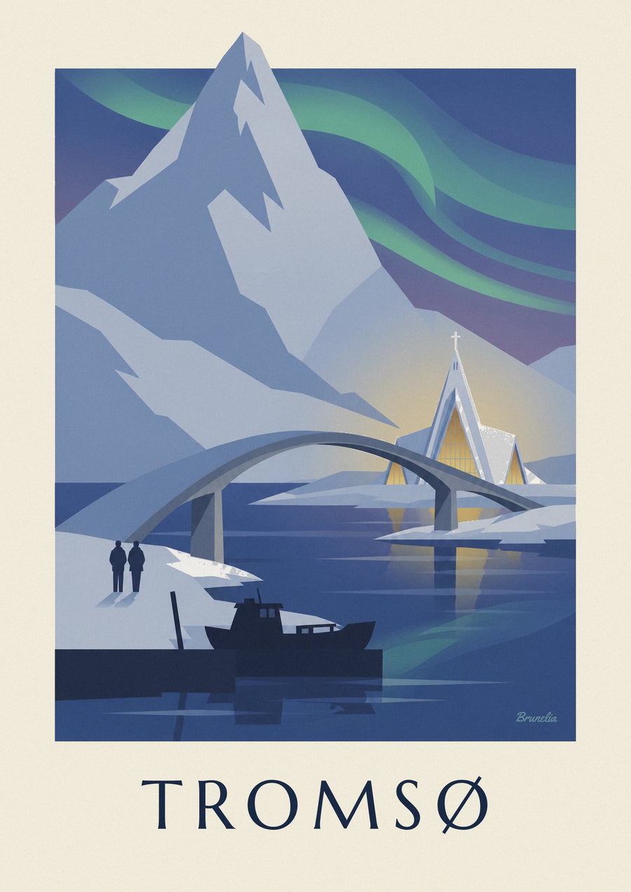 Póster de Tromsø, puerta del Ártico y auroras boreales