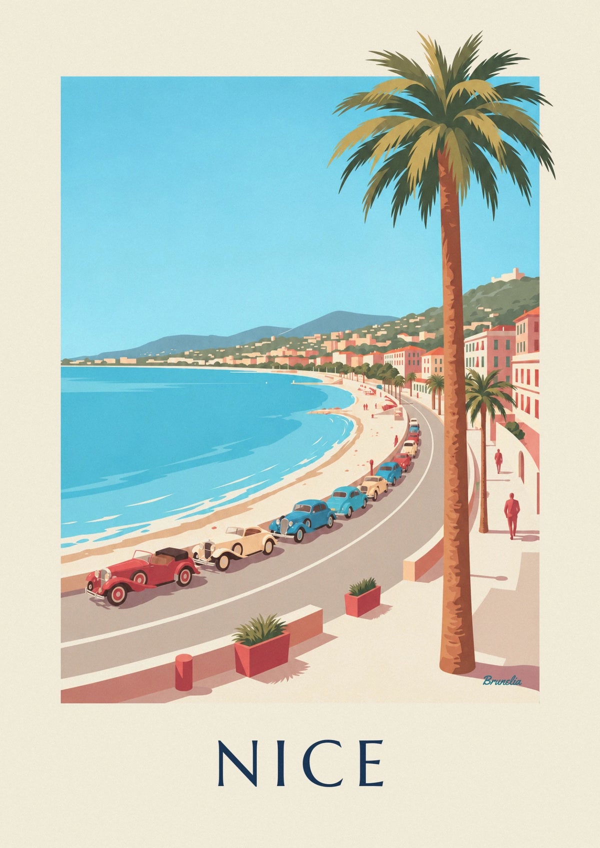 Vintage cars on Nice’s Promenade des Anglais poster