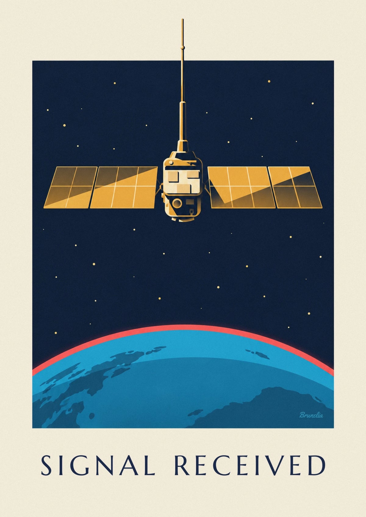 Satellite in space above the Earth poster