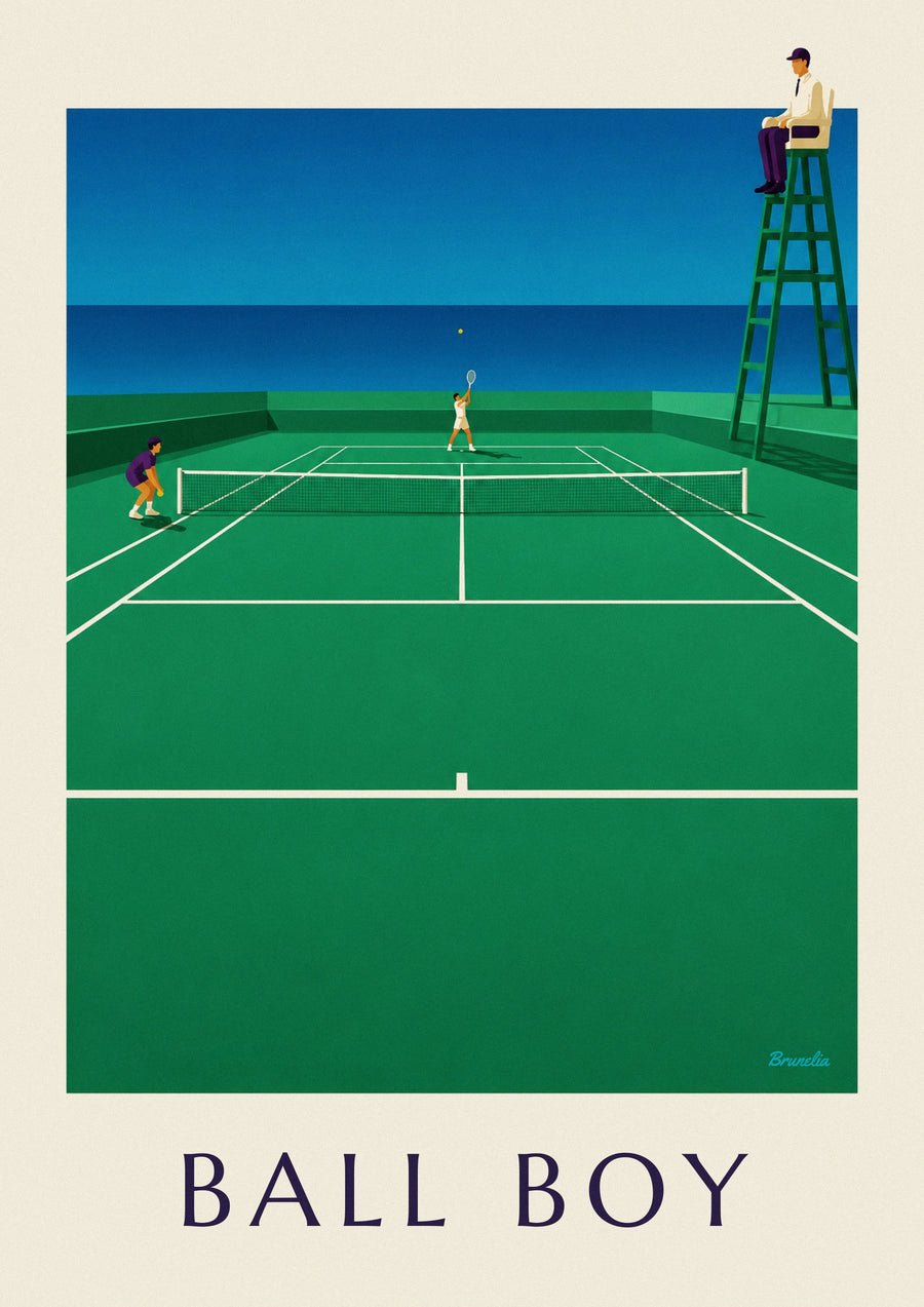 Ball boy on the tennis court poster