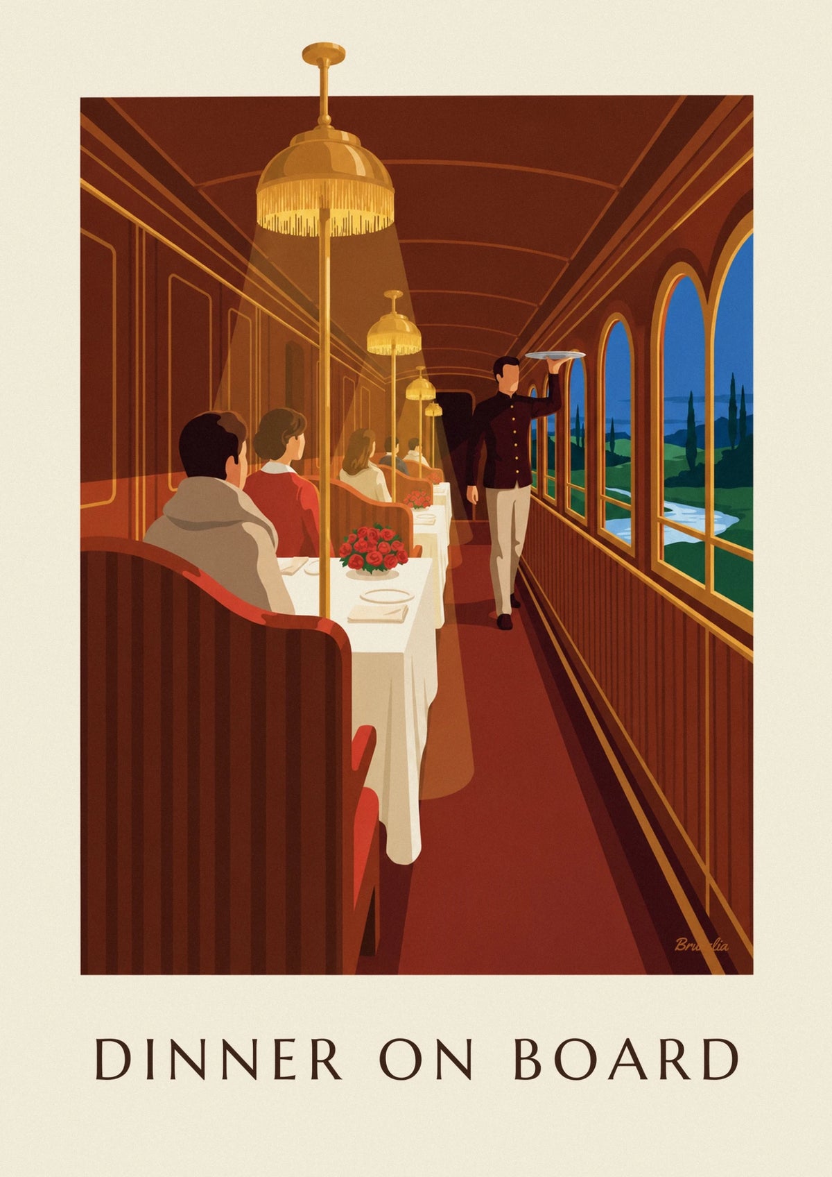 Affiche wagon-restaurant de train de nuit
