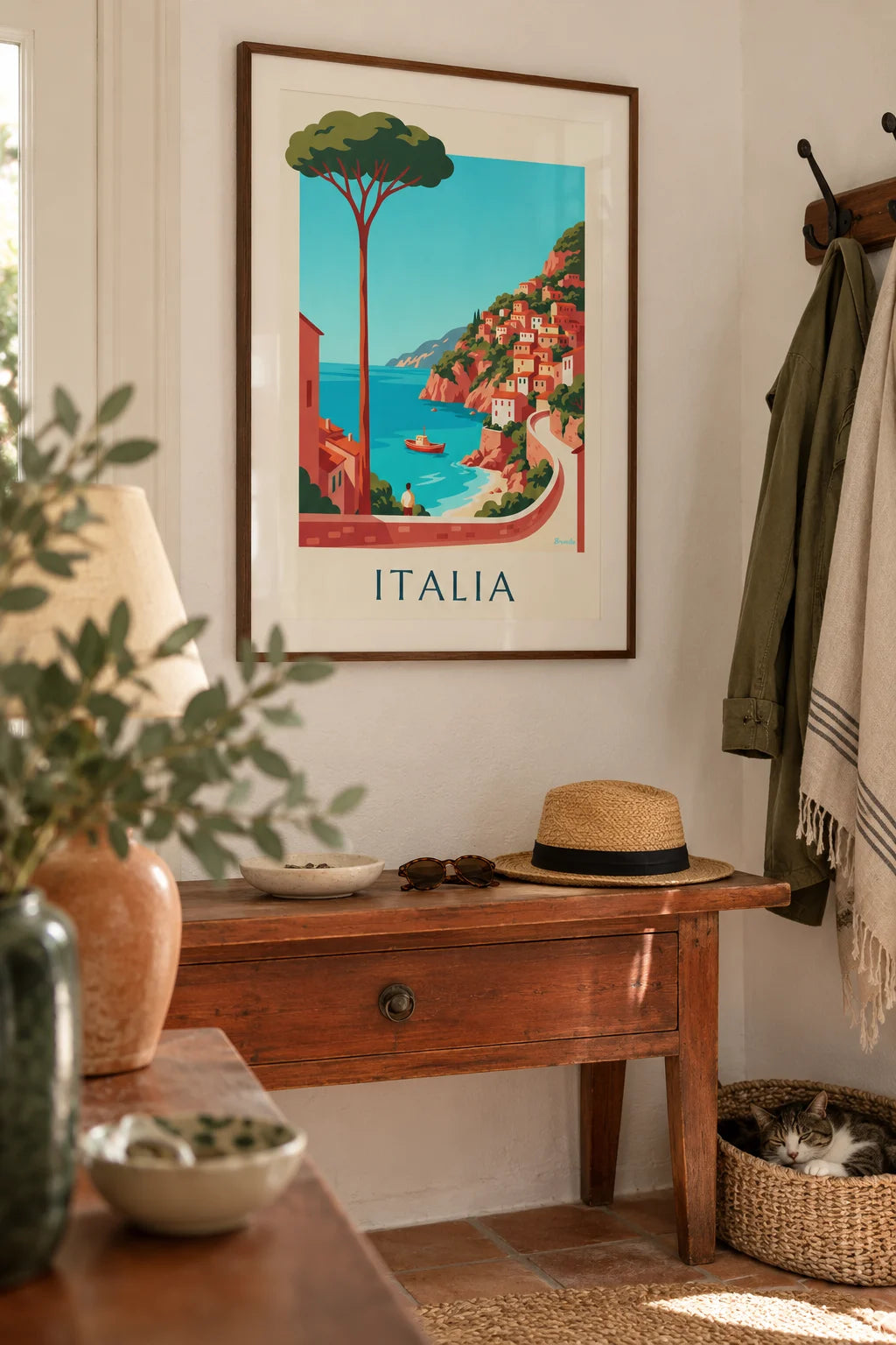 Pastel cliffside villages on the Italian coast poster on the wall